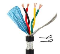 NGABDFYUA Câble à Paire torsadée blindé OFC RS485 | Noir 12-24AWG 2/4 Core 65/320ft : RS485/PLC/CNC/Audio/Sécurité/Alarme incendie/Automatisation(65ft,22AWG(0. m2)-4c)