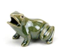 Ngbbby Cracheur d'étang, Fontaine d'eau de Grenouille réaliste, Petit cracheur de Fontaine en céramique avec Eau Continue-Vert, 4 Pouces