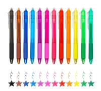 Ngdhkd Lot de 12 stylos rétractables à encre gel effaçable pour dessin et | Correction d'erreur réinscriptible, 12 couleurs vives assorties, encre gel effaçable, code couleur de planificateur
