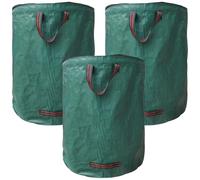 NGOSUET Sac Jardin 120L - Lot de 3 Sacs à Feuilles avec Couvercle à Fermeture Éclair - Big Bag pour Déchets de Jardin, Feuilles, Herbe - Polypropylène Résistant 45x76cm