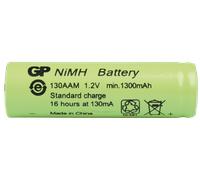 NH GP 130AAM - Pile industrielle GP NiMh, 1,2 V, AA, 1 300 mAh, 14,4 x 48,2