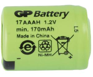NH GP 17AAAH - Pile industrielle GP NiMh, 1,2 V, 1/3 AAA, 170 mAh, 10,2 x 14,1