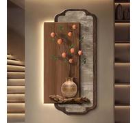 NHPJFDC Décoration Murale 3D en grès avec éclairage LED, Sculpture Artistique, Alimentation Secteur, Sculptures murales paysagères créatives avec Vase hydroponique (Style A, 23,6 * 47,2 Pouces)