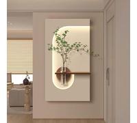 NHPJFDC Décoration Murale pour entrée, Tableau en grès 3D avec éclairage LED, Alimentation Secteur, Panneau décoratif Moderne à Suspendre pour entrée ou Couloir (Style 2, 40 x 75 cm)