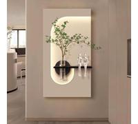 NHPJFDC Décoration Murale pour entrée, Tableau en grès 3D avec éclairage LED, Alimentation Secteur, Panneau décoratif Moderne à Suspendre pour entrée ou Couloir (Style 1, 40 x 75 cm)
