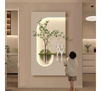 NHPJFDC Décoration Murale pour entrée, Tableau en grès 3D avec éclairage LED, Alimentation Secteur, Panneau décoratif Moderne à Suspendre pour entrée ou Couloir (Style 3, 23,6 x 43,3 Pouces)