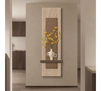 NHPJFDC Tableau décoratif Mural 3D en grès avec lumières LED, décoration Moderne en grès avec Vase en Verre et Bande Lumineuse télécommandée, Sculpture Murale d'entrée (Style C, 15,7 x 47 Pouces)