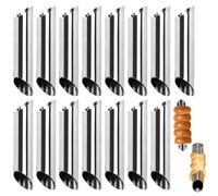 NHQZ Set de 15Tubes Moules Tubes Plat de Cuisson en Corne en Acier Inoxydable Pâtisserie en Acier Inoxydable, Moules à Cornets Pain Tube Croissant Moule à Pain