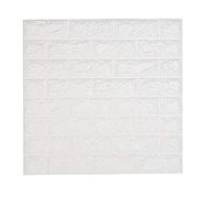 NHSUNRAY Papier Peint Brique 3D Papier Peint Adhesif Panneau Mural Adhésif Mousse PE Stickers Murale Décoradif Dalle Adhesive Murale pour Chambre Maison Cuisine (Blanc, 1 Pièce)