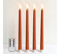 Ni-JASW Lot de 4 bougies chandeliers orange sans flamme avec télécommande à piles vacillantes