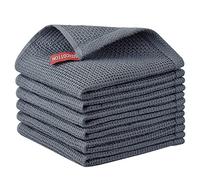 Nialnant Lot de 6 torchons de cuisine 100 % coton gaufré pour laver la vaisselle, cuisine, 30,5 x 30,5 cm, gris foncé