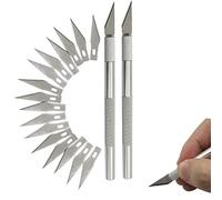 NIANOPKM Ensemble Scalpel Avec 12 Lames de Rechange Pour L'Artisanat, Couteau Artisanal, Cutter Avec Poignée Antidérapante Pour Art, Sculpture