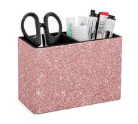 Niapessel Pot à crayons pour bureau, or rose, motif pailleté imprimé, organiseur de bureau pour crayons, pinceaux de maquillage pour bureau, école, université en cuir