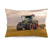 NIBABAEU Housse de coussin 1 pièce, motif tracteur labourant un champ de céréales, taie d'oreiller douce, 50 x 75 cm