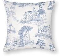 NIBABAEU Lot de 1 housse de coussin décorative en toile de Jouy Old Countryside People Horses 43,2 x 43,2 cm en polyester doux pour salon, canapé, lit