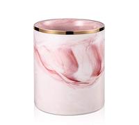 Niboow Nordic Céramique Pot à Crayons, Rond Texture marbre Seau Pinceau de Maquillage de Stockage pour Bureau Papeterie Porte-Stylo Domestique Décoration, Rose
