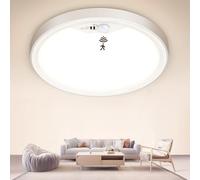 NIBSHOOM Plafonnier LED Detecteur de Mouvement,3000K/4000K/6500K/18W Plafonnier Salle de Bain,IP44 Lampe LED Plafond pour Couloir Escaliers Balcon GarageØ22cm-1pièce