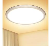NIBSHOOM Plafonnier LED Rond 3000K,18W/1800LM/IP44 Ultra Mince Plafonnier Salle de Bain,Modernes Simples Plafonnier LED Sans Fil pour Chambre Salon Couloir Cuisine Bureau, 220 * 17mm