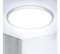 NIBSHOOM Plafonnier LED Rond 6500K,18W/1800LM/IP44 Ultra Mince Plafonnier Salle de Bain,Modernes Simples Plafonnier LED Sans Fil pour Chambre Salon Couloir Cuisine Bureau, 220 * 17mm