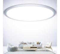 NIBSHOOM Plafonnier LED Rond 6500K,24W/2400LM/IP44 Ultra Mince Plafonnier Salle de Bain,Modernes Simples Plafonnier LED Sans Fil pour Chambre Salon Couloir Cuisine Bureau, 300 * 17mm