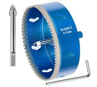 NICAVKIT Scie Cloche Diamantée 100mm avec Foret Guidage de Centrage, Professionnelle Foret Trépan Diamanté Denté Brasé pour Carrelage, Porcelaine, Verre, Marbre et Céramique