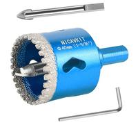 NICAVKIT Scie Cloche Diamantée 40mm avec Foret Guidage de Centrage, Professionnelle Foret Trépan Diamanté Denté Brasé pour Carrelage, Porcelaine, Verre, Marbre et Céramique