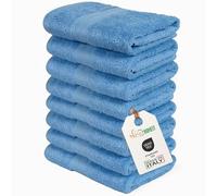 nice homeit Lot de 8 Serviettes Visage et invité en Coton 35 x 55 en 100% Coton filé à Anneau - Set de Serviettes de Bain Extra Douces et absorbantes. Fabriqué en Italie - Bleu Clair