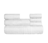nice homeit runico Set de Serviettes de 6 pièces, 100% Coton, Doux et très absorbants, Ensemble de Serviettes pour Salle de Bain, Visage et Bidet, de différentes Tailles, fabriqué en Italie - Blanc