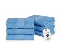 nice homeit Set de 6 Serviettes Visage et invité en Coton 40 x 75 en 100% Coton filé à Anneau - Set de Serviettes de Bain Extra Douces et absorbantes. Fabriqué en Italie - Bleu Clair