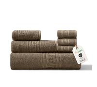 nice homeit Set de Serviettes de 6 pièces 100% Coton - 100 x 150 cm - Doux et très absorbants - Set de Serviettes de Bain Extra Large - Fabriqué en Italie - Marron