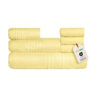 nice homeit Set de Serviettes de 6 pièces 100% Coton - 100 x 150 cm - Doux et très absorbants - Set de Serviettes de Bain Extra Large - Fabriqué en Italie - Jaune