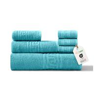 nice homeit Set de Serviettes de 6 pièces 100% Coton - 100 x 150 cm - Doux et très absorbants - Set de Serviettes de Bain Extra Large - Fabriqué en Italie - Bleu d’Eau