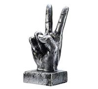 Nice Purchase Joli achat Main Doigt Gesture de Bureau Statues Doigts Sculpture Créative Maison Salon Armoire Étagère Décoration (Victory Gesture en Argent)