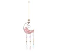 Nicear Attrape-lumière Lunaire En Quartz Rose, Prisme En Cristal Artisanal, Réfracteur De Lumière Arc-en-ciel Pour Maison, Jardin, Bureau, Ornement Suspendu Avec Chaîne Dorée