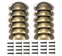 NiceLand Poignee de Meuble Vintage 12Pcs Coquille Poignée Rétro Vintage Meubles Armoire Porte Tiroir, Bouton de Porte Anciennes avec Vis, Bronze