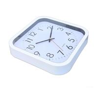 Niceminiwall Horloge murale silencieuse pour chambre à coucher et salon - Horloge à quartz silencieuse avec design élégant blanc - Cadran carré de 25 cm - Sans tic-tac décoratif