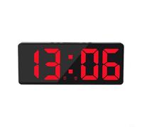 Niceminiwall Réveil miroir avec activation vocale et affichage, horloge de chevet numérique LED avec fonction date et répétition, rouge (coque noire) (rouge)