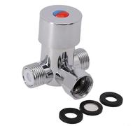 Niceminiwall Vanne de mélange d'eau chaude et froide G1/2, mélangeur thermostatique réglable en laiton pour robinet automatique avec clapets anti-retour, usage domestique et commercial