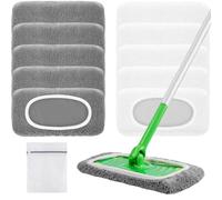 Nicemiya 10 Lingettes Réutilisables pour Swiffer Sweeper（Gris + Blanc） | Lavable en machine jusqu'à 100 fois| Compatible avec Presque Tous les Sols| Wet & Dry| Microfibre Douce| Usage Sec/Humide