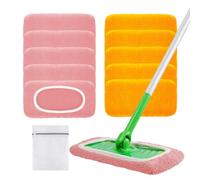 Nicemiya 10 Lingettes Réutilisables pour Swiffer Sweeper（Rose + Orange） | Lavable en machine jusqu'à 100 fois| Compatible avec Presque Tous les Sols| Wet & Dry| Microfibre Douce| Usage Sec/Humide