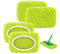 Nicemiya Lot de 4 serpillières humides Swiffer avec sac à linge, en microfibre réutilisable, idéal pour les serpillères Swiffer Wet & Dry Starter (4 pièces, jaune-vert)