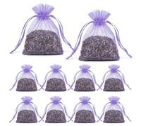 NiceNaiils 10 Sachets de Lavande Séchée Naturelle, Parfum Frais et Relaxant, Sachet de Lavande en Organza avec Cordon pour Armoire, Tiroir et Maison, Anti-Mites Naturel et Aide au Sommeil