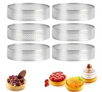 NiceNaiils 6 Pièces Cercle a Tarte, Cercle à Pâtisserie, Moule Tartelette, Ø 6cm Anneaux à Tartelette Moules à Dessert en Mousse, Moule à Gâteau pour Gâteaux, Mousse, Mini Pizzas
