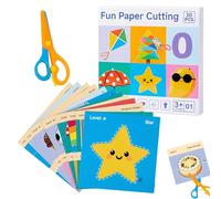 NiceNaiils ciseaux de sécurité pour enfants 30 feuilles de papier, Kit d'activités de découpe de papier amusant, Pour la maternelle, la crèche, la crèche, le bricolage, les jouets éducatifs(A)