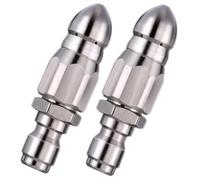 NiceNaiils Lot de 2 Buses de Débouchage Canalisation en Inox, Buse de Nettoyage Haute Pression 5000 PSI, Raccord Rapide 1/4 pour Nettoyeur Haute Pression, Buse Jet d'Égout 1 Jet Avant 6 Jets Arrière