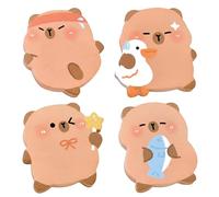 NiceNaiils Lot de 4 Bloc de Feuilles de Notes Adhésives Capybara, Gommettes Mignonnes pour Bureau et École, Marque-Page Kawaii pour Enfant et Étudiant - Cadeau Anniversaire Invités