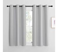 NICETOWN Décoration de Petite Fenêtre, Rideau Occultant Court Opaque à Oeillets pour Chambre Cuisine Salon, Largeur 107 sur Hauteur 137cm, Gris Clair, 2 Pièces