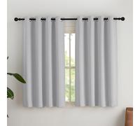 NICETOWN Décoration de Petite Fenêtre, Rideau Occultant Court Opaque à Oeillets pour Chambre Cuisine Salon, Largeur 140 sur Hauteur 145cm, Gris Clair, 2 Pièces