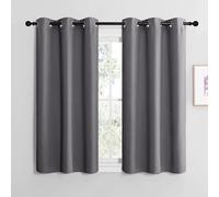 NICETOWN Lot de 2 Rideaux Courts Gris Opaques et occultants avec œillets - 137 x 107 cm (H x l) - pour Cuisine - 137 x 107 cm (H x l)