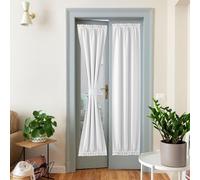 NICETOWN Panneau de Rideau de Porte en Faux Lin, Rideau occultant à Isolation Thermique pour fenêtre de Salon/Portes (63,5 cm l x 182,9 cm L, 1 Panneau, Blanc grisâtre)